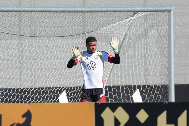 Torwart Noah Atubolu (Deutschland Germany) im Einzeltraining wie vor den anderen beiden Spielen Marc-Andre ter Stegen und Torwart Goalie Alexander Nübel (Deutschland Germany), die dann den Einsatz bekamen - Herzo Base 30.09.2026: Deutsche Nationalmannschaft Nations League Vorbereitung, Home Ground, HerzoBase, World of Adidas, Herzogenaurach