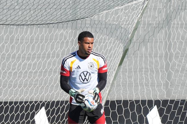Torwart Noah Atubolu (Deutschland Germany) im Einzeltraining wie vor den anderen beiden Spielen Marc-Andre ter Stegen und Torwart Goalie Alexander Nübel (Deutschland Germany), die dann den Einsatz bekamen - Herzo Base 30.09.2026: Deutsche Nationalmannschaft Nations League Vorbereitung, Home Ground, HerzoBase, World of Adidas, Herzogenaurach