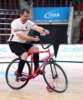 2026.09.30, Deutschland, Ludwigsburg, Radsport UCI Hallenrad-WM 2026 PK, Radballer Robert Mlady