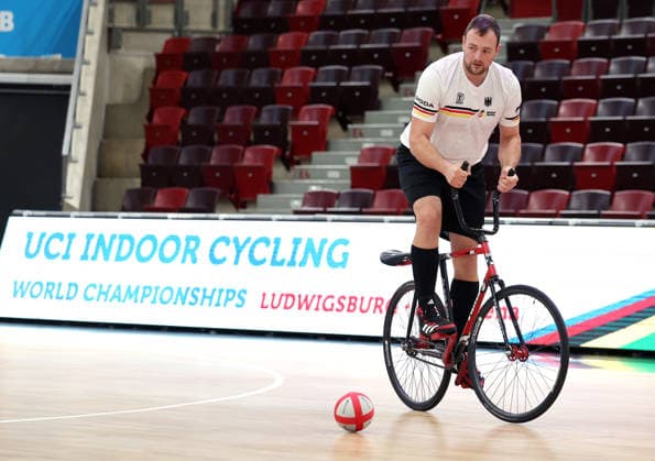 2026.09.30, Deutschland, Ludwigsburg, Radsport UCI Hallenrad-WM 2026 PK, Radballer Michael Birkner
