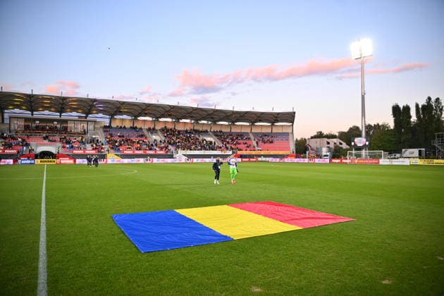 Romania v Finland, U21, U 21 Finland flag displayed during the European Under-21 Championship 2027, Qualifying round game between Romania and Finland at Eugen Popescu stadium in Targoviste, Romania, 30 September 2026. ALEX NICODIM Imago Images Copyright: xAlexxNicodimx