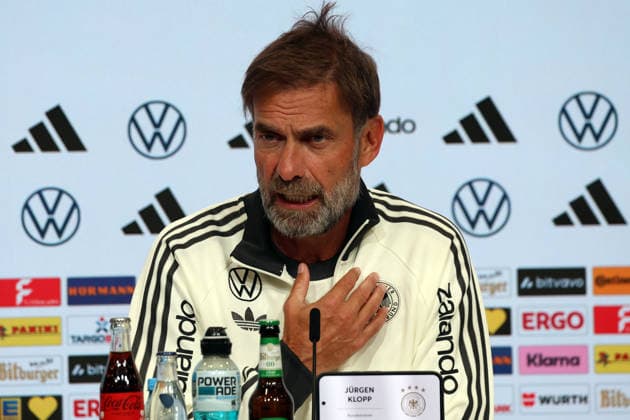 30.09.2026, xrekx, Fussball UEFA Nations League , Deutschland - Pressekonferenz mit Juergen Klopp und Jonas Urbig v.l. Jürgen Juergen Klopp Trainer (Deutschland) Muenchen