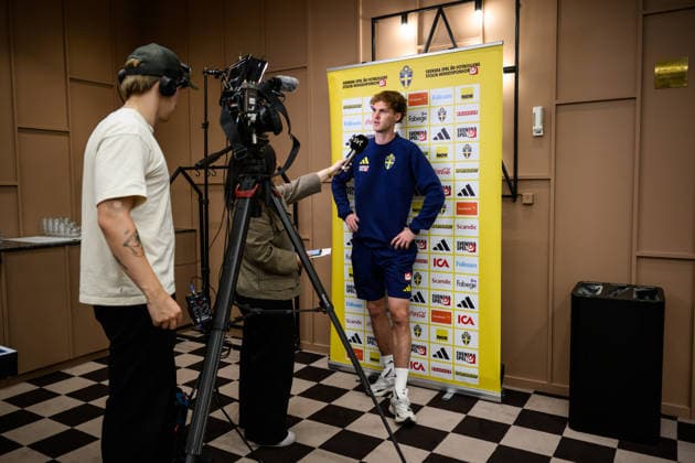 260930 Williot Swedberg of the Swedish men s national football team at a press event on September 30, 2026 in Stockholm. Photo: Jesper Zerman BILDBYRAN kod JZ JZ0763 fotboll football soccer fotball nations league uefa nations league pressträff event meeting sverige sweden sverige a bbeng Copyright: JESPERxZERMAN BB260930JZ050
