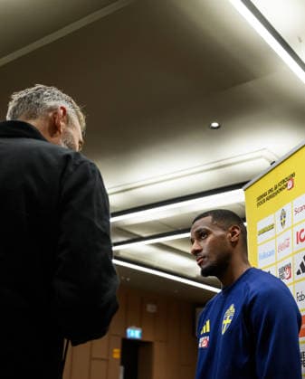 260930 Paulos Abraham of the Swedish men s national football team at a press event on September 30, 2026 in Stockholm. Photo: Jesper Zerman BILDBYRAN kod JZ JZ0763 fotboll football soccer fotball nations league uefa nations league pressträff event meeting sverige sweden sverige a bbeng Copyright: JESPERxZERMAN BB260930JZ051