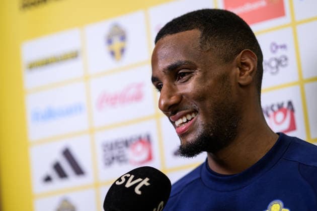 260930 Paulos Abraham of the Swedish men s national football team at a press event on September 30, 2026 in Stockholm. Photo: Jesper Zerman BILDBYRAN kod JZ JZ0763 fotboll football soccer fotball nations league uefa nations league pressträff event meeting sverige sweden sverige a bbeng Copyright: JESPERxZERMAN BB260930JZ060