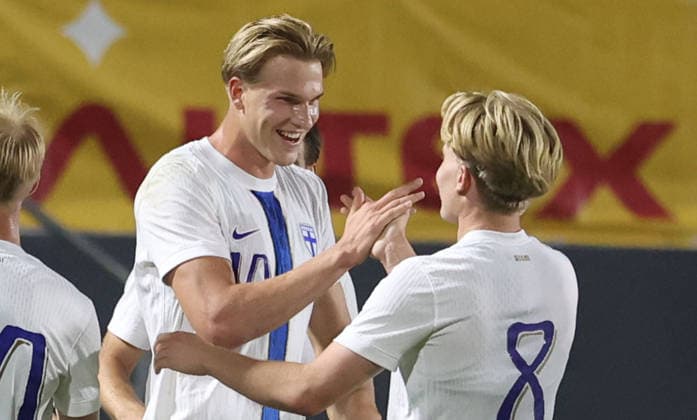 30.09.2026 Targoviste Romania-Finland Suomi European Under-21 qualifiers men s football Luka Hyryläinen Hyrylainen Finland Suomi celebration :