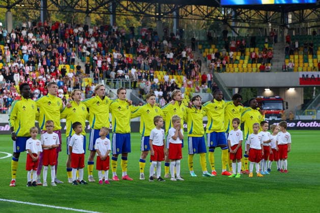Katowice 30.09.2026. Football European Qualifiers match between Poland U21, U 21 and Sweden U21 in Katowice, Poland --- Mecz eliminacji do Mistrzostw Europy pomiedzy Polska U21 a Szwecja U21 w Katowicach, Polska Persons Shown : Reprezentacja Szwecji U21 Sweden Fot. Michal Gaciarz Arena Akcji NEWSPIX.PL --- newspix.pl 