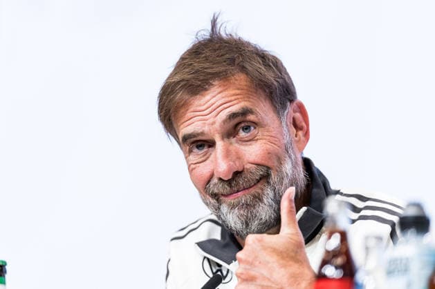 MUNICH, GERMANY - SEPTEMBER 30: Juergen Klopp (Head Coach Germany) showing thumbs up during the pressconference before the UEFA Nations League match between Germany vs. Serbia at Allianz Arena on matchday 3 of the UEFA Nations League on September 30, 2026 in Munich, Germany. Bavaria Germany Copyright: xSteffiexWunderlx