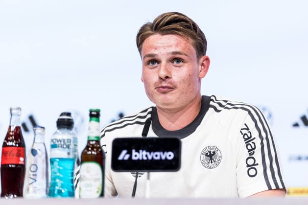 MUNICH, GERMANY - SEPTEMBER 30: Jonas Urbig (Germany, 1) during the pressconference before the UEFA Nations League match between Germany vs. Serbia at Allianz Arena on matchday 3 of the UEFA Nations League on September 30, 2026 in Munich, Germany. Bavaria Germany Copyright: xSteffiexWunderlx