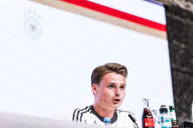 MUNICH, GERMANY - SEPTEMBER 30: Jonas Urbig (Germany, 1) during the pressconference before the UEFA Nations League match between Germany vs. Serbia at Allianz Arena on matchday 3 of the UEFA Nations League on September 30, 2026 in Munich, Germany. Bavaria Germany Copyright: xSteffiexWunderlx