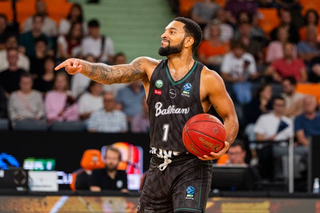BKT EuroCup: Ratiopharm Ulm vs. Balkan Botevgrad; 30.09.2026 Ulm, GERMANY - 30. September 2026: Darnell Antonio Edge (Balkan Botevgrad, 1) während dem Spiel zwischen Ratiopharm Ulm und Balkan Botevgrad am 1. Spieltag des BKT EuroCup in der ratiopharm Arena Ulm. Copyright: xBEAUTIFULxSPORTS Steinx