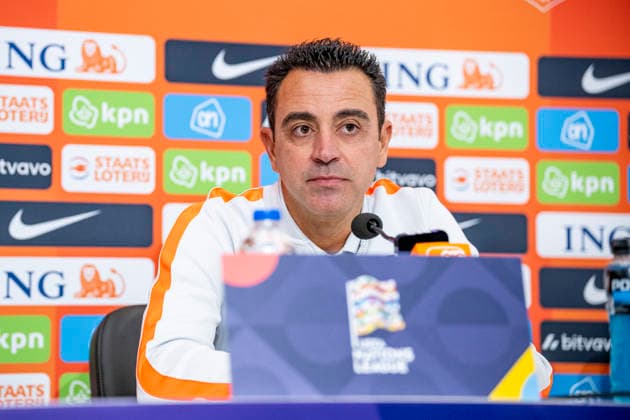 THESSALONIKI - Nederland head coach Xavi Hernandez during the press conference, PK, Pressekonferenz ahead of the UEFA Nations League match between Griekenland and Nederland at Toumba Stadion on 30 September 2026 in Thessaloniki, Griekenland. (Photo by DeFodi Images) -
