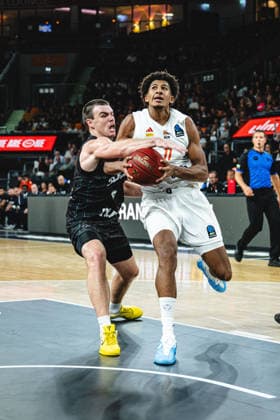 Alexander Ducas (Balkan Botevgrad) and Meissa Faye (ratiopharm ulm) battle for the ball during the BKT EuroCup 2026 2027 match between ratiopharm ulm and Balkan Botevgrad at ratiopharm Arena on September 30, 2026 in Neu Ulm, Germany. (Photo by Harry Langer DeFodi Images) -