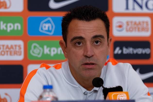 THESSALONIKI - Netherlands Head Coach Xavi Hernandez during the press conference, PK, Pressekonferenz on 30 September 2026 regarding the UEFA Nations League match between Greece and the Netherlands at the Toumba Stadium on 1 October 2026 in Thessaloniki, Greece. MARCEL TER BALS ANP UEFA Nations League 2026 27 xVIxANPxSportx xMarcelxterxBalsxIVx 570915296 originalFilename: 570915296.jpg