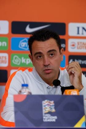 THESSALONIKI - Netherlands Head Coach Xavi Hernandez during the press conference, PK, Pressekonferenz on 30 September 2026 regarding the UEFA Nations League match between Greece and the Netherlands at the Toumba Stadium on 1 October 2026 in Thessaloniki, Greece. MARCEL TER BALS ANP UEFA Nations League 2026 27 xVIxANPxSportx xMarcelxterxBalsxIVx 570915316 originalFilename: 570915316.jpg
