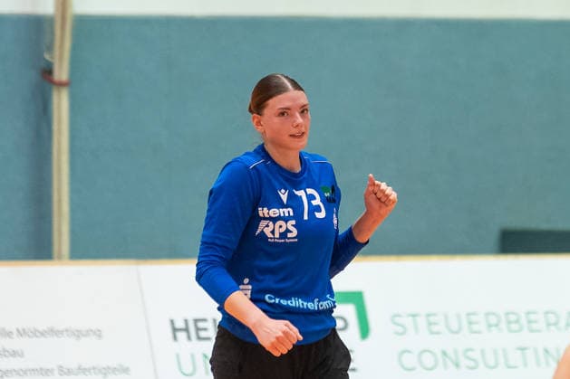 Liv Stine Eckhardt (HSV Solingen Graefrath, 73) feiert sich fuer eine wiederholt gute Abwehr. HSV Solingen Graefrath 76 vs. TuS Metzingen, DHB Pokal Frauen, 02. Runde, Saison 2026 2027, 30.09.2026 HSV Solingen Graefrath 76 vs. TuS Metzingen, DHB Pokal Frauen, 02. Runde, Saison 2026 2027, 30.09.2026 Solingen Copyright: xEibner-Pressefoto ThomasxHaeslerx EP_THR