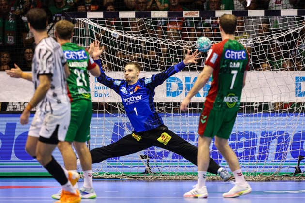 Torwart Dominik Kuzmanovic (SC Magdeburg,1) - Handball Bundesliga Saison 2026-2027 SC Magdeburg vs. THW Kiel in der GETEC Arena in Magdeburg - Aktion,Handball,Deutschland,30.09.2026