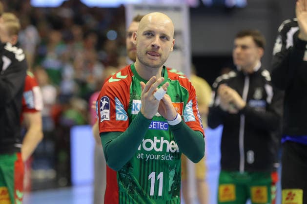 30.09.2026, xgox, Handball Opel HBL, SC Magdeburg - THW Kiel emspor, v.l. Daniel Pettersson (Magdeburg, 11) Jubel ueber den Sieg, Jubel nach Spielende Magdeburg