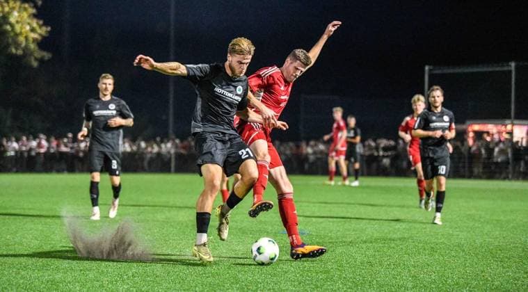 Fußball, SV Haldern - RW Oberhausen ** NUR FÜR REDAKTIONELLE ZWECKE ** EDITORIAL USE ONLY **<p>Im Fußball-Niederrheinpokal spielen SV Haldern gegen RW Oberhausen (schwarze Trikots) im Lindenstadion am Mittwoch, 30.09.2026 in Rees-Haldern. Deutschland NRW Haldern Copyright: MarkusxJoosten