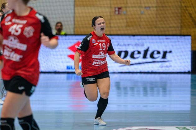 Sabrina Troester (Thueringer HC, 19) im Jubel. GER, Thueringer HC gegen HSG Blomberg-Lippe, Handball, DHB-Pokal, Saison 2026 2027, 2. Runde, Mittwoch, 19.00 Uhr, 30.09.2026 GER, Thueringer HC gegen HSG Blomberg-Lippe, Handball, DHB-Pokal, Saison 2026 2027, 2. Runde, Mittwoch, 19.00 Uhr, 30.09.2026 Bad Langensalza Copyright: xMartinxHerbstx