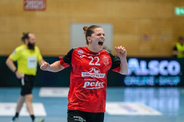 Teresa von Prittwitz (Thueringer HC, 22) jubelt zum Treffer. GER, Thueringer HC gegen HSG Blomberg-Lippe, Handball, DHB-Pokal, Saison 2026 2027, 2. Runde, Mittwoch, 19.00 Uhr, 30.09.2026 GER, Thueringer HC gegen HSG Blomberg-Lippe, Handball, DHB-Pokal, Saison 2026 2027, 2. Runde, Mittwoch, 19.00 Uhr, 30.09.2026 Bad Langensalza Copyright: xMartinxHerbstx