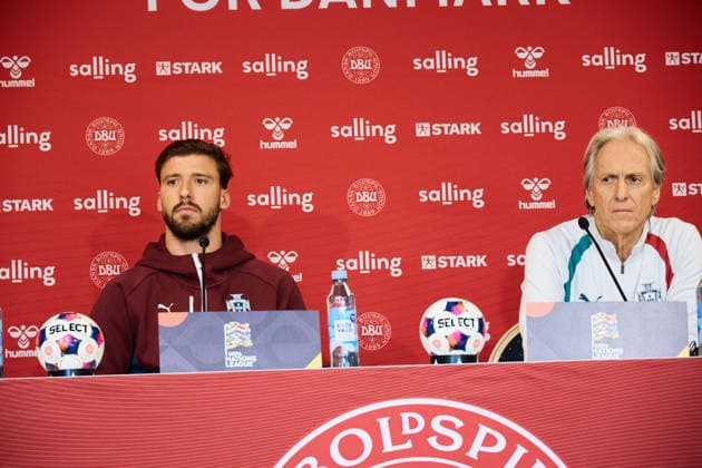 Portugal Training And press conference, PK, Pressekonferenz Portugal national soccer team player Ruben Dias and Head Coach Jorge Jesus of Portugal attend a press conference ahead of the UEFA Nations League 2026 27 Group A4 MD3 match against Denmark at Parken Stadium in Copenhagen, Denmark, on September 30, 2026. Copenhagen Denmark  Copyright: xKristianxTuxenxLadegaardxBergx originalFilename:berg-portugal260930_npoSY.jpg