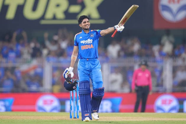 India v West Indies - ODI Series 2026 Shubman Gill, captain of India, celebrates after scoring a century during the second one day international (ODI) cricket match between India and West Indies at Barsapara Cricket Stadium in Guwahati, India, on September 30, 2026. Guwahati Assam India  Copyright: xShubhajitxRoyxKarmakarx originalFilename:roykarmakar-2ndodicr260930_npf30.jpg