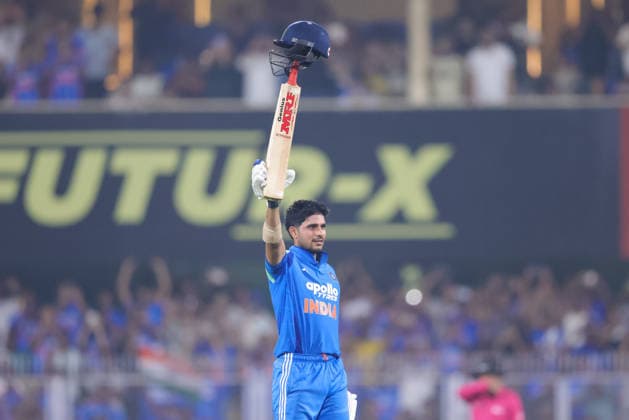 India v West Indies - ODI Series 2026 Shubman Gill, captain of India, celebrates after scoring a double century during the second one day international (ODI) cricket match between India and West Indies at Barsapara Cricket Stadium in Guwahati, India, on September 30, 2026. Guwahati Assam India  Copyright: xShubhajitxRoyxKarmakarx originalFilename:roykarmakar-2ndodicr260930_npfCt.jpg