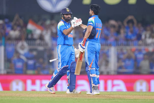 India v West Indies - ODI Series 2026 Rohit Sharma of India congratulates Shubman Gill, the captain of India, for scoring a century during the second one day international (ODI) cricket match between India and West Indies at Barsapara Cricket Stadium in Guwahati, India, on September 30, 2026. Guwahati Assam India  Copyright: xShubhajitxRoyxKarmakarx originalFilename:roykarmakar-2ndodicr260930_npyjt.jpg