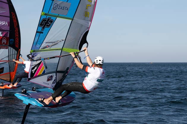 PWA - Citroen - World Windsurfing Tour Sylt 2026 - Tag 5 - Slalom Foil Men; Sylt Westerland, 30.09.2026 Scotty Stallman (Slalom Foil Men, England, GBR-68); PWA - Citroen - World Windsurfing Tour Sylt 2026 - Tag 5 - Slalom Foil Men am 30.09.2026 vor dem Brandenburger Strand - Motorboot auf Sylt Westerland (Deutschland). Copyright: xBEAUTIFULxSPORTS AndreasxDickx