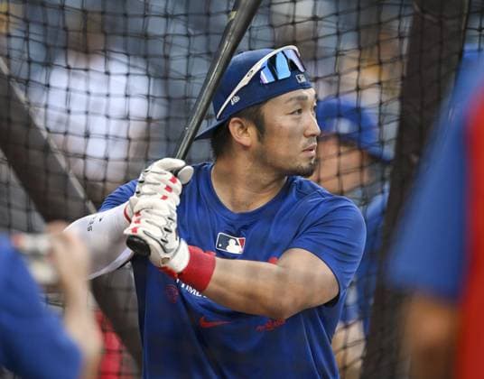 Baseball: Wild Card Series between Cubs and Padres Chicago Cubs right fielder Seiya Suzuki takes part in a batting practice before Game 2 of the best-of-three National League Wild Card Series against the San Diego Padres at Petco Park in San Diego, California, on Sept. 30, 2026.  A14AA0005629557P