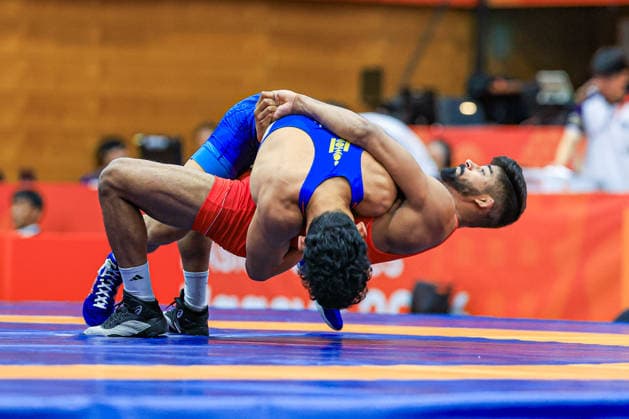 Asian Games 77kg GR - Aman Aman (IND) df. Borgil Tuvshinbaatar (MGL) Copyright: xAmirrezaxAliasgarix