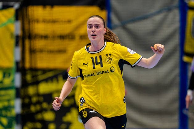 Dortmund, 30.09.2026, Handball, Damen, DHB-Pokal, 2. Runde , BVB Borussia Dortmund - SV Union Halle-Neustadt Alieke van Maurik (BVB, 14) jubelt nach einem Treffer