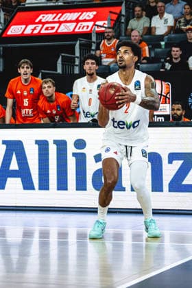 Ibi Watson (ratiopharm ulm) controls the Ball during the BKT EuroCup 2026 2027 match between ratiopharm ulm and Balkan Botevgrad at ratiopharm Arena on September 30, 2026 in Neu Ulm, Germany. (Photo by Harry Langer DeFodi Images) -
