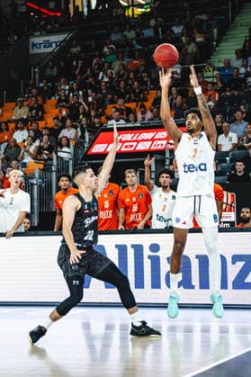 Konstantin Toshkov (Balkan Botevgrad) and Ibi Watson (ratiopharm ulm) battle for the ball during the BKT EuroCup 2026 2027 match between ratiopharm ulm and Balkan Botevgrad at ratiopharm Arena on September 30, 2026 in Neu Ulm, Germany. (Photo by Harry Langer DeFodi Images) -