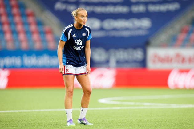 Vaalerenga v Feyenoord, UEFA Women™s Europa Cup, Oslo, Norway Oslo, Norway. 30th, September 2026. Matilde Lundorf (18) of Vaalerenga seen warming up for the UEFA Women™s Europa Cup match between Vaalerenga and Feyenoord at Intility Arena in Oslo. Norway, Oslo, Intility Arena  Copyright: xGonzalesxPhoto KetilxMartinsenx