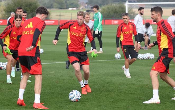Belgium s Kevin De Bruyne pictured during a training session of the Red Devils, the Belgian national soccer team, at the national training center in Tubize, Thursday 1 October 2026. The team is preparing for their game against Turkey on Friday, their third game in the UEFA Nations League competition. VIRGINIExLEFOUR  x188427896x