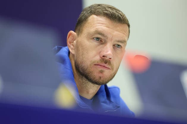 Bosnia press: UEFA Nations League Edin Dzeko of Bosnia and Herzegovina speaks on a press conference, PK, Pressekonferenz on October 01, 2026 in Sarajevo, Bosnia and Herzegovina. Edin Dzeko will end his international career with 152 appearances for Bosnia and Herzegovina after tomorrow s match against Sweden.  ArminxDurgut PIXSELL