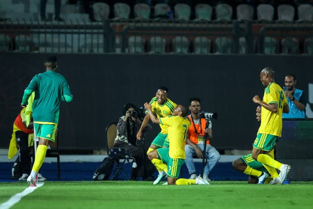 Eritrea v South Africa - CAF Africa Cup Of Nations Qualifiers Relebohile Mofokeng of South Africa celebrates with a teammate after scoring the first goal during the CAF Africa Cup of Nations qualifiers match between Eritrea and South Africa at Al Salam Stadium on September 30, 2026. Cairo Egypt  Copyright: xAymanxArefx originalFilename:aref-notitle260930_nppZU.jpg