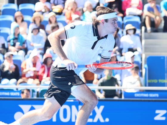 October 1, 2026, Tokyo, Japan - Taylor Fritz of the United States dashes to return the ball against Jaumu Munar of Spain during the first round match of the Japan Open tennis championship at the Ariake Colosseum in Tokyo on Thursday, October 1, 2026. (photo by Yoshio Tsunoda AFLO) Noxthirdxpartyxsales  0868317639st YoshioxTsunodax