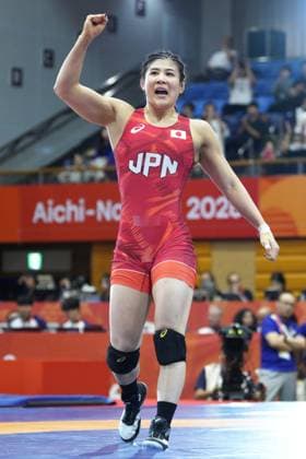 Aichi-Nagoya Asian Games: Wrestling Japan s Nonoka Ozaki reacts after beating Kim Ok Ju of North Korea in the Aichi-Nagoya Asian Games women s wrestling 62-kilogram final at Nagoya City Inae Sports Center in Nagoya, central Japan, on Oct. 1, 2026.  A14AA0005629670P