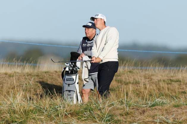 1st October 2026; Carnoustie Golf Links, Carnoustie, Angus, Scotland; DP World Tour Golf, Alfred Dunhill Links Championship, Day 1; Joe Dean of England plays a shot from the rough on the first hole DavidxYoung