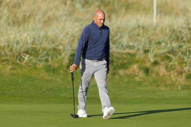 1st October 2026; Carnoustie Golf Links, Carnoustie, Angus, Scotland; DP World Tour Golf, Alfred Dunhill Links Championship, Day 1; American professional surfer Kelly Slater on the first green DavidxYoung