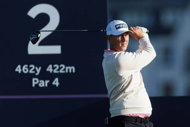 1st October 2026; Carnoustie Golf Links, Carnoustie, Angus, Scotland; DP World Tour Golf, Alfred Dunhill Links Championship, Day 1; Joe Dean of England plays a shot from the tee on the second hole DavidxYoung