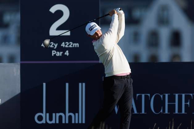 1st October 2026; Carnoustie Golf Links, Carnoustie, Angus, Scotland; DP World Tour Golf, Alfred Dunhill Links Championship, Day 1; Joe Dean of England plays a shot from the tee on the second hole DavidxYoung