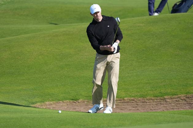 RECORD DATE NOT STATED 1st October 2026; Old Course at St Andrews, Mount Melville, Scotland; DP World Tour Golf, Alfred Dunhill Links Championship, Day 1; Gareth Bale prepares to chip near the green on the 15th hole AlecxBrown