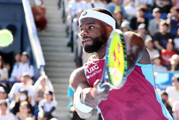 October 1, 2026, Tokyo, Japan - Frances Tiafoe of the United States returns the ball against Japan s Kei Nishikori during the first round match of the Japan Open tennis championship at the Ariake Colosseum in Tokyo on Thursday, October 1, 2026. (photo by Yoshio Tsunoda AFLO) Noxthirdxpartyxsales  0868334161st YoshioxTsunodax