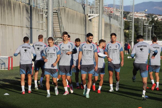 Croatian national football team training Lovro Majer and Josip Sutalo during tTraining session of the Croatian national football team on the auxiliary pitch at the Rujevica Stadium. October 1, 2026, Rijeka, Croatia.  GoranxKovacic PIXSELL
