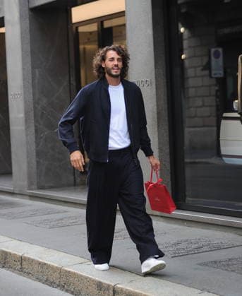 RECORD DATE NOT STATED IPA89184269 - Milan—photo by Mimmo Carriero—Olympic champion Gianmarco Tamberi arrives in the city center and enters the prestigious Omega boutique to buy an extremely expensive watch  Copyright: xx xx 0868338321st