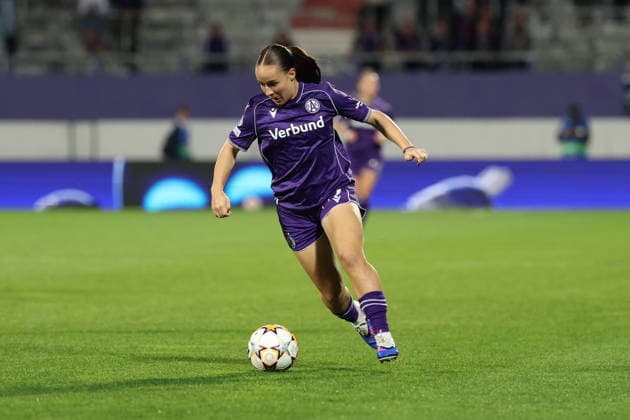 FK Austria Wien v FC Internazionale Milano - UEFA Women s Champions League 26 27 MD2 Valentina Potzl of FK Austria Wien in action during the UEFA Women s Champions League Matchday 2 match between FK Austria Wien and FC Internazionale Milano at Franz-Horr-Stadion on October 1, 2026 in Vienna, Austria. Vienna Franz-Horr-Stadion Austria Copyright: xYigitxOerme PSxImagesxYigitxOerme PSxImagesx